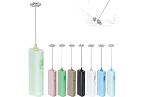 ELMWAY Portable Coffee Frother by ELMWAY, Battery Operated Electric Whisk, Mini Milk Frother Handled for Coffee, Latte, Matcha and Protein Powder - Light Green