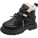Toddler Winter Boots Plush Thick Warm Ankle Boots Aesthetic Bow Rubber Sole Water Proof Booties Comfortable Plush Cotton Warm Lightweight Winter Shoes