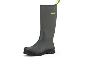 Showave Men's Rubber Boots Knee High Waterproof Insulated Rain Boots for Mud Outdoor Hunting