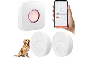 YisTech WiFi Dog Door Bell for Potty Training to Go Outside, Smart Doggie Door Bell for Dog, Wireless Doggy Doorbell with Phone App(Two Button One WiFi Receiver)