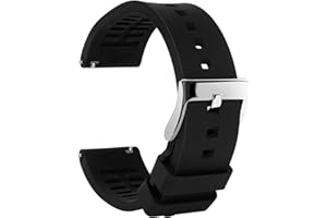 TStrap Silicone Watch Band for Men - Black Quick Release Watch Band for Women Soft - Waterproof Smart Watch Bracelet Clasp - Correa de Silicona para Reloj Replacement - 18mm 19mm 20mm 21mm 22mm 24mm