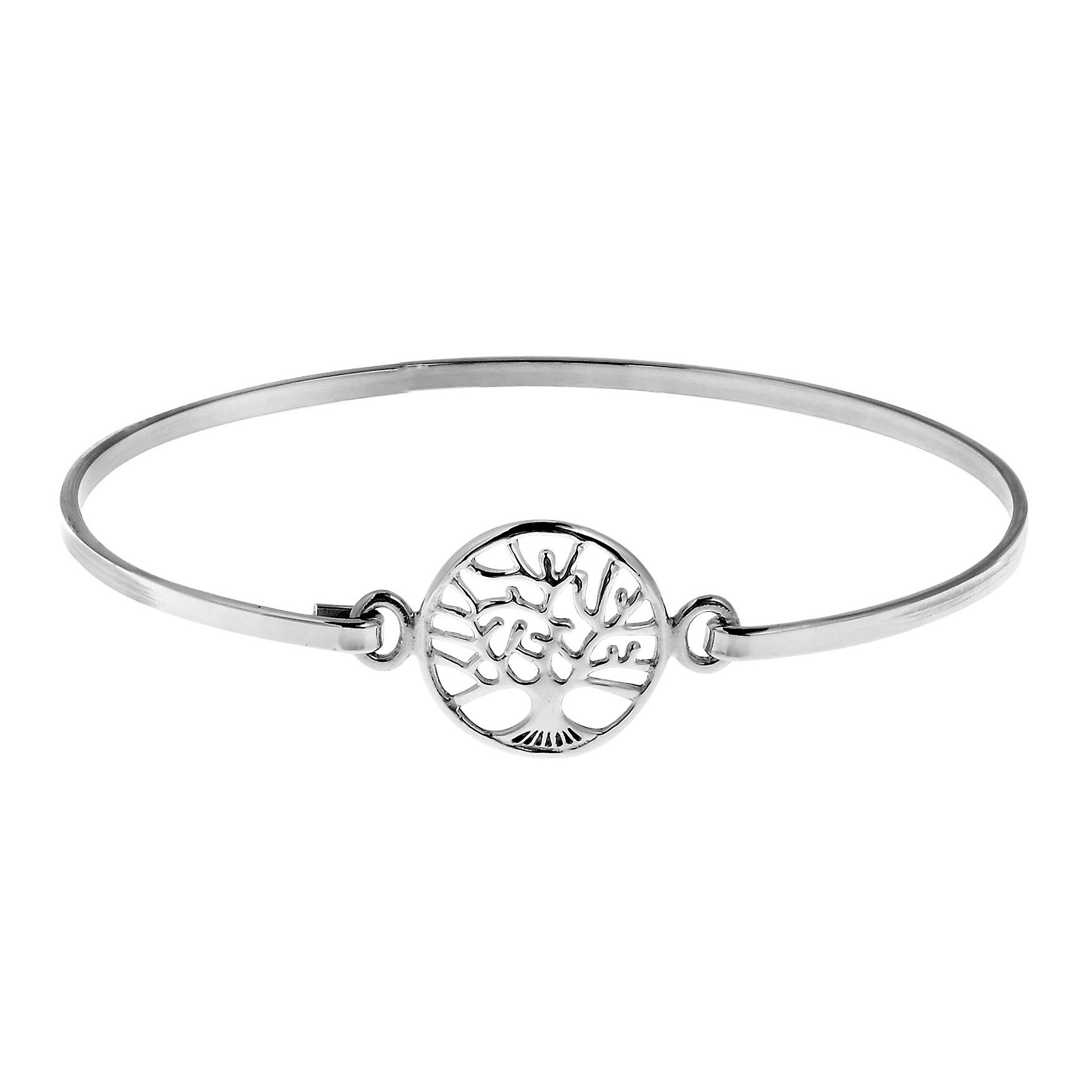 AeraVida Mystical Tree Of Life .925 Sterling Silver Bangle Bracelet
