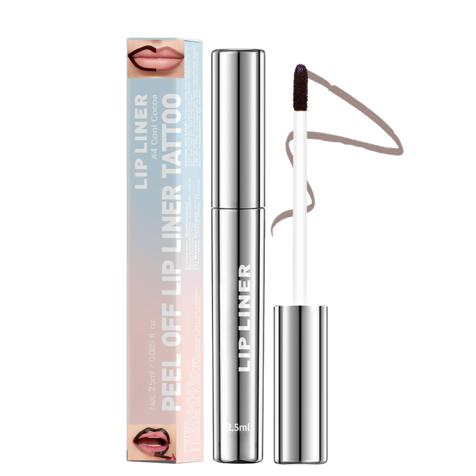 SHEBEEDO Lip Liner Stain Peel Off With Rich And Anti-Smudge Formula Peel Off Lip Liner Stain Precise Application LipLiner With Silky Texture Hyaluronic Acid Peel Off Lip Stain(#4 Cool Cocoa)