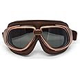 evomosa Motorcycle Goggles Vintage Pilot Style Cruiser Scooter Goggle Outdoor Sand Goggles Bike Racer Cruiser Touring Eyewear for Half Helmet