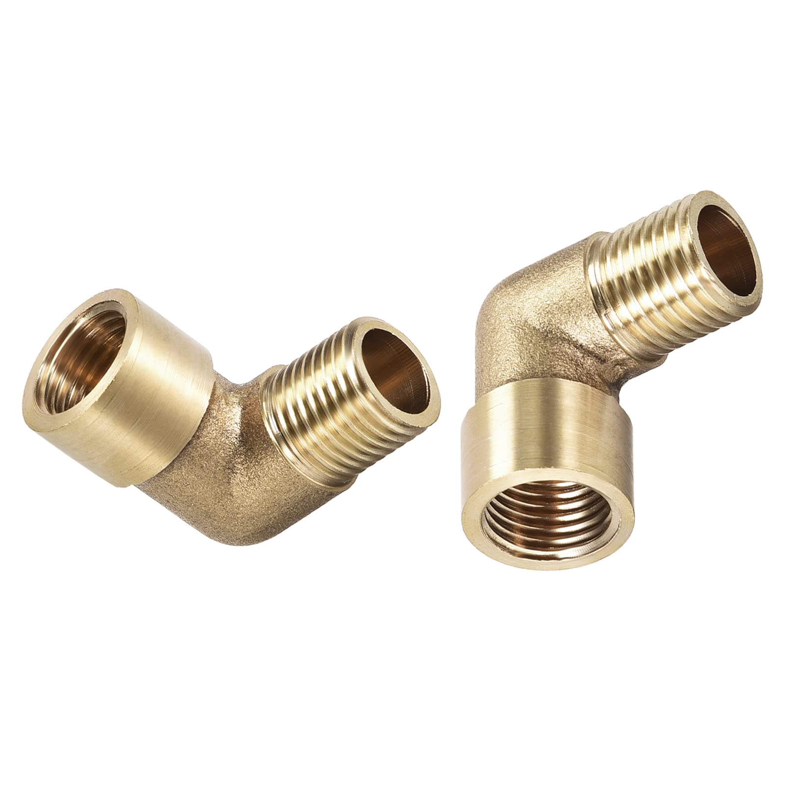 DTGN 1/4 BSP X1/4 BSP(Male x Female) 90 Degree Elbow Pipe Fitting - 2Pack -Good for Water Pipe System - Brass Tube Fittings - Gold Tone