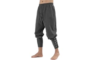 SYQBR Men's Ankle Banded Pants Medieval Viking Navigator Pirate Costume Renaissance Gothic Halloween Cosplay Trousers.