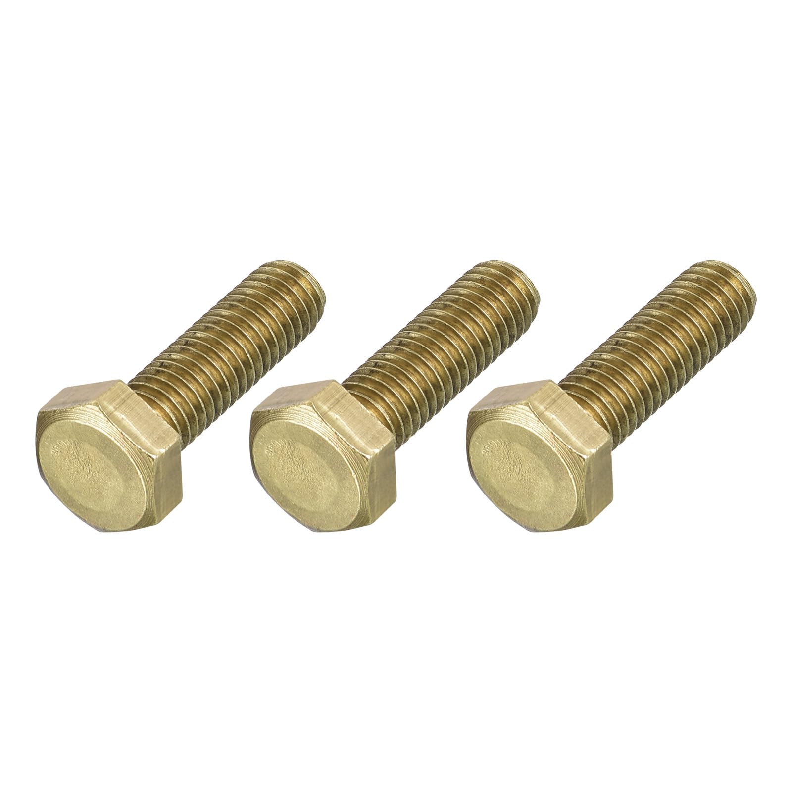 METALLIXITY Hex Head Screw Bolt (M8-1.25x30mm) 3Pcs, Brass Fully Threaded Solid Brass Hex Bolts Machine Screws - for Machinery Repair