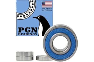 PGN BEARINGS PGN (4 Pack) 6203-2RS Bearing - Lubricated Chrome Steel Sealed Ball Bearing - 17x40x12mm Bearings with Rubber Seal & High RPM Support