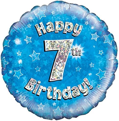Oaktree 18" Happy 7th Birthday Blue Holographic