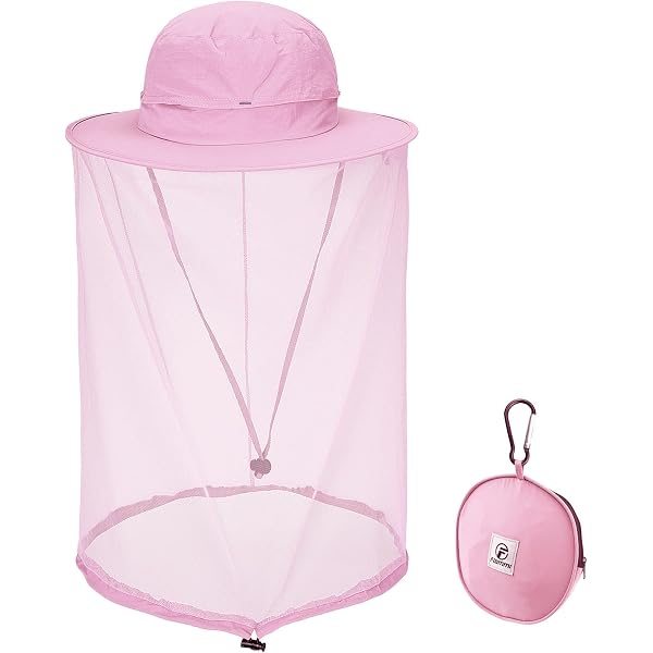 YR.Lover Mosquito Head Net Hat - Wide Brim Sun Hat With Hidden Bug Net For Outdoor