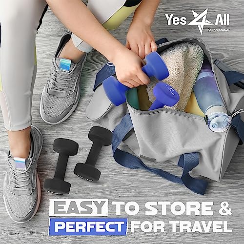 Yes4All Neoprene Coated Dumbbell Hand Weight Sets of 2 - Multiple Weight Options with 15 Colors, Hexagon Shape, Anti-roll, Anti-Slip