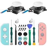 2 Pack Switch Joysticks, Joycon Joystick Replacement for Nintendo Switch | Joycon Repair Kit, Replacement Joysticks for Nintendo Switch/Switch Lite/Switch OLED, Repair Tools and Thumb Grips Included