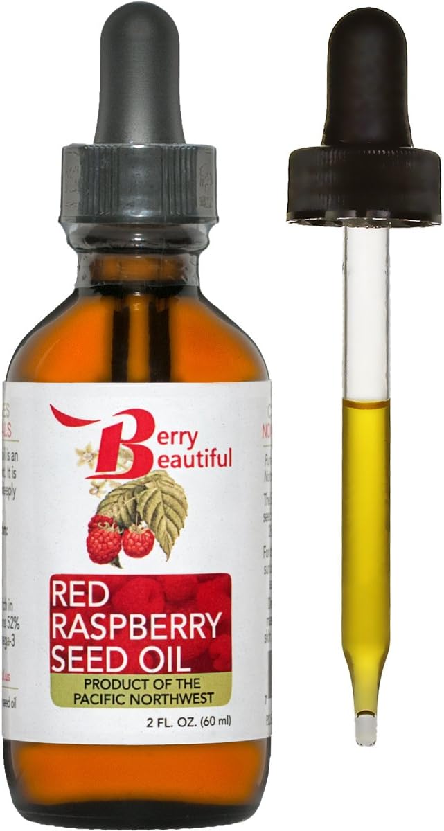 Red Raspberry Seed Oil - Cold Pressed by Berry Beautiful from locally grown Raspberries - 100% Pure & Unrefined (2 fl oz)