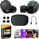 Sony WF-1000XM5 Noise Canceling Truly Wireless Earbuds (Black) Bundle with 2 YR CPS Enhanced Protection Pack and Audio Essentials Software