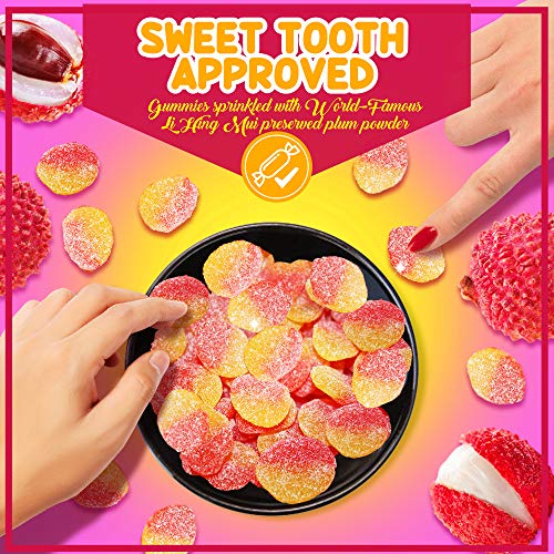 Asia Trans Lychee Gummies with Li Hing Mui Plum Powder | Hawaiian Favorite | Sweet & Sour Soft Gummy Candy