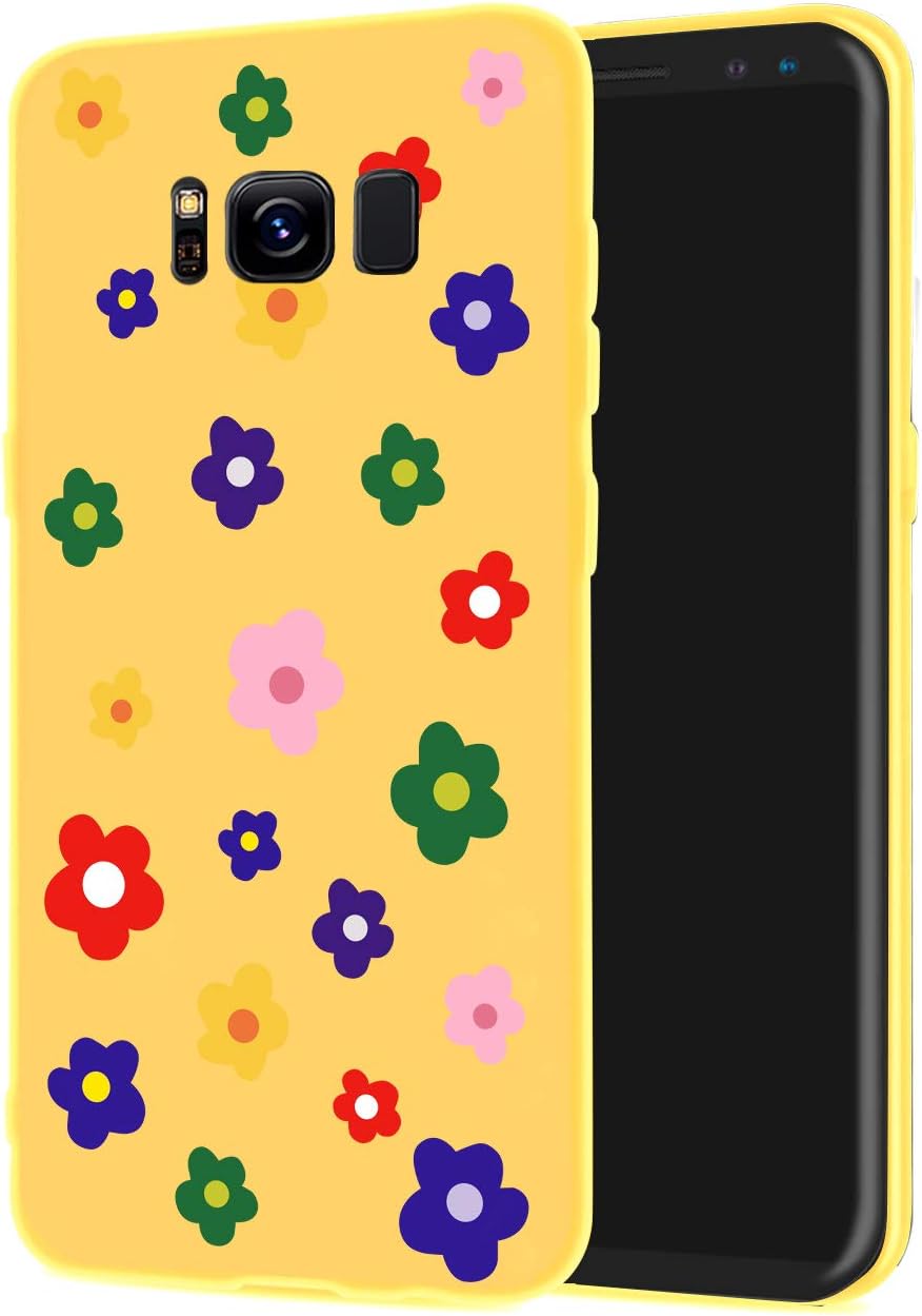 JOYLAND Colorful Little Flower Case for Galaxy S9 Plus Yellow Phone Case Multicoloured Flower Case Floret Cover Full Protective Soft Rubber Case Compatible for Samsung Galaxy S9+