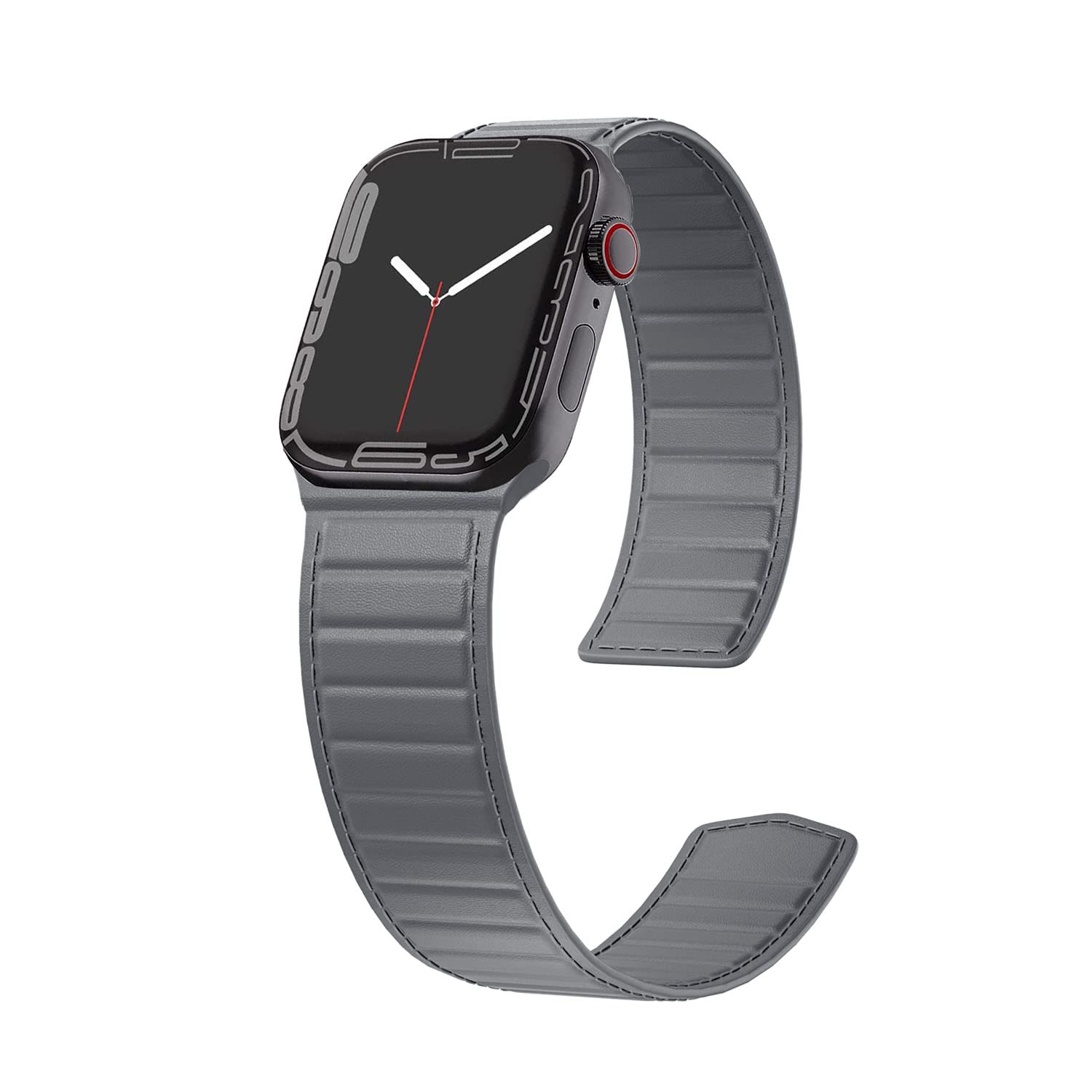 Magnet Leather Bands for Apple Watch Band 42mm 41mm 40mm 49/45/44mm, Leather Magnetic Link Loop Replacement Wristband with Strong Magnet for iWatch SE3 SE2 & Series 11/10/9/8/7/6/5 Ultra, Gray