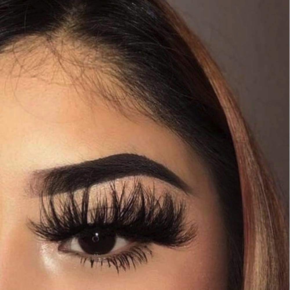 Full Shine Mink Lashes 25mm, Siberian Mink Fur False Eyelashes, Hand Made Strips 5D Mink Eyelashes, Natural Soft Curl Fake Eyelashes, Reusable Make Up Eyelashes 1 Pair #38