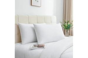 Organic Cotton Percale Pillowcase Set Queen Size 2 Pack, Breathable White Cotton Pillow Cases with Envelope Closure, Soft Dur