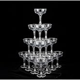 Limbeuuu 20 Pcs Champagne Coupe Glasses 5 oz Plastic Champagne Tower Disposable Martini Glasses Stackable Stemmed Margarita Coupe for Wedding Birthday Party Bar(Clear)