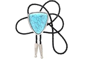 KDG Triangle Nature Agate Shape Bolo Tie Western Cowboy Celtic Black Stone Necktie For Men