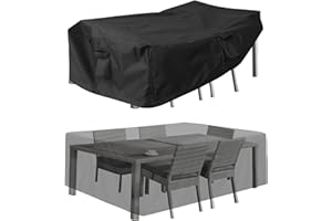 PureFit Patio Furniture Covers, Outdoor Table Furniture Cover Waterproof Rectangle, Patio Sectional Couch Set Cover for Deck, Lawn and Backyard, UV Resistant, 90"L x 64"W x 28"H, Black