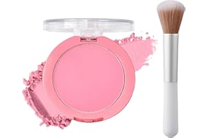 Jutqut Matte Finish Powder Blush Palette, Pink Blush for Cheeks with Soft Blendable Formula, Lightweight Buildable Powder Blu