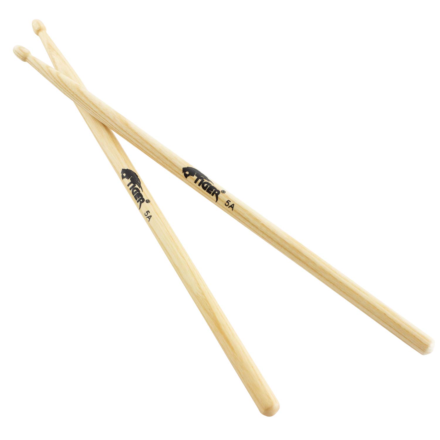 TIGER TDA77-5A 5A Hickory Wood Tip Drumsticks - One Pair