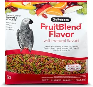 ZuPreem FruitBlend Flavor Pellets Bird Food for Parrots and Conures | Powerful Pellets Made in USA, Naturally Flavored for Caiques, African Greys, Senegals, Amazons, Eclectus