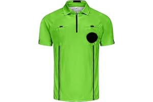 CUTIEHON Soccer Referee Jersey, Short Sleeve Official Pro Referee Shirt, Featuring a Badge Holder & Pockets