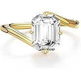 Fimewon 3CT Gold Plated Engagement Rings for Women Emerald Cut Cubic Zirconia Ring Promise Rings for Her Dainty Fashion Jewelry, Size 5-10