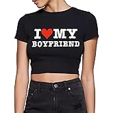 Funnydove I Love My Boyfriend Shirt Crop Tshirt for Women