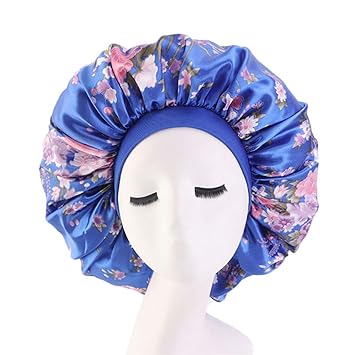 Amazon Com Simoda Satin Floral Night Cap For Curly Hair Elastic