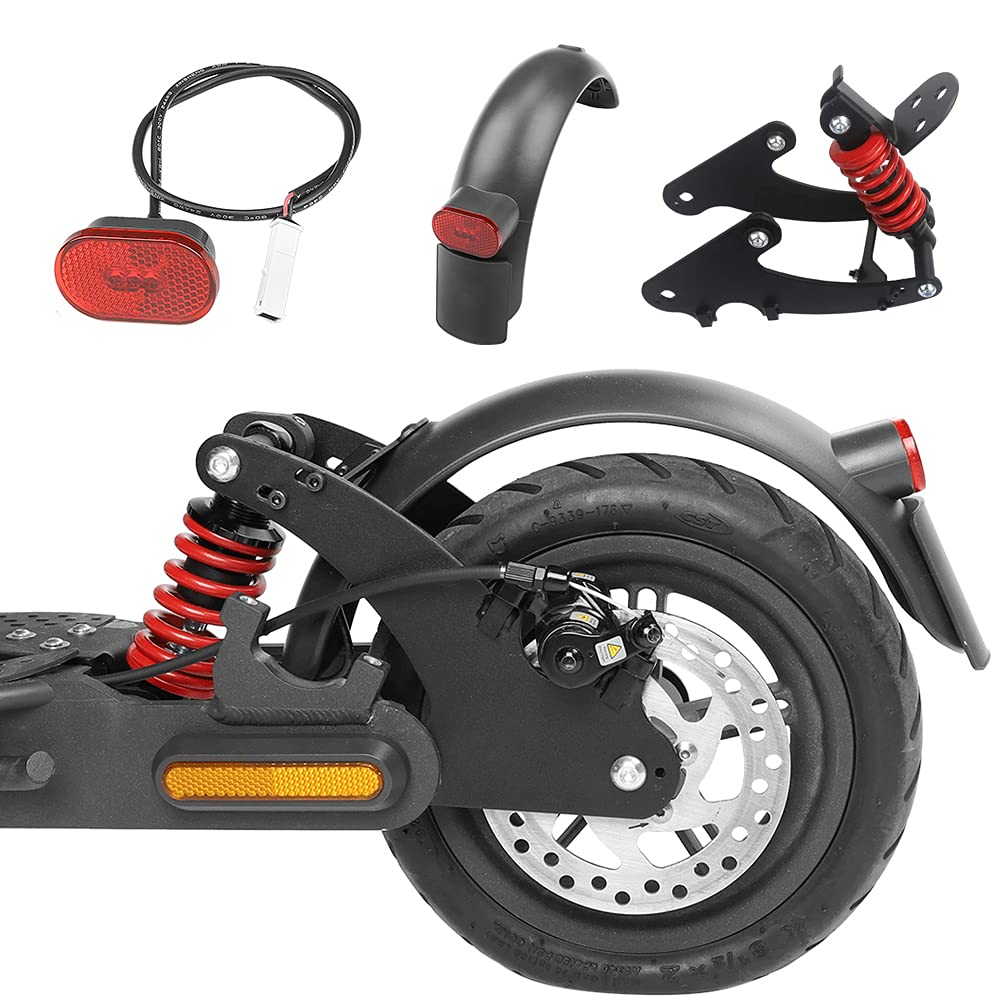 Flycoo2 Rear Suspension with Fender LED Rear Light for Xiaomi Pro / Pro 2 Scooter Refit Part Kit Vibration Damper Parts Shock Absorber for Electric Scooter (Red)