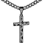Avotto 316L Stainless Steel Baseball/Football/Soccer Cross Chain Necklace for Men Boys, Silver Gold Black Mens Boys Necklaces 5mm Non-Fading Sturdy Cuban Chain with Cross Pendant 18+2Inch/20+2Inch