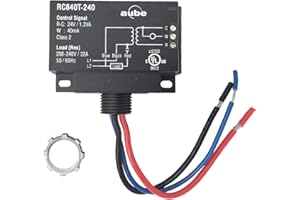 Aube Technologies RC840T-240 On/Off Switching Electric Heating Relay with Built-in 24 V Transformer, Black