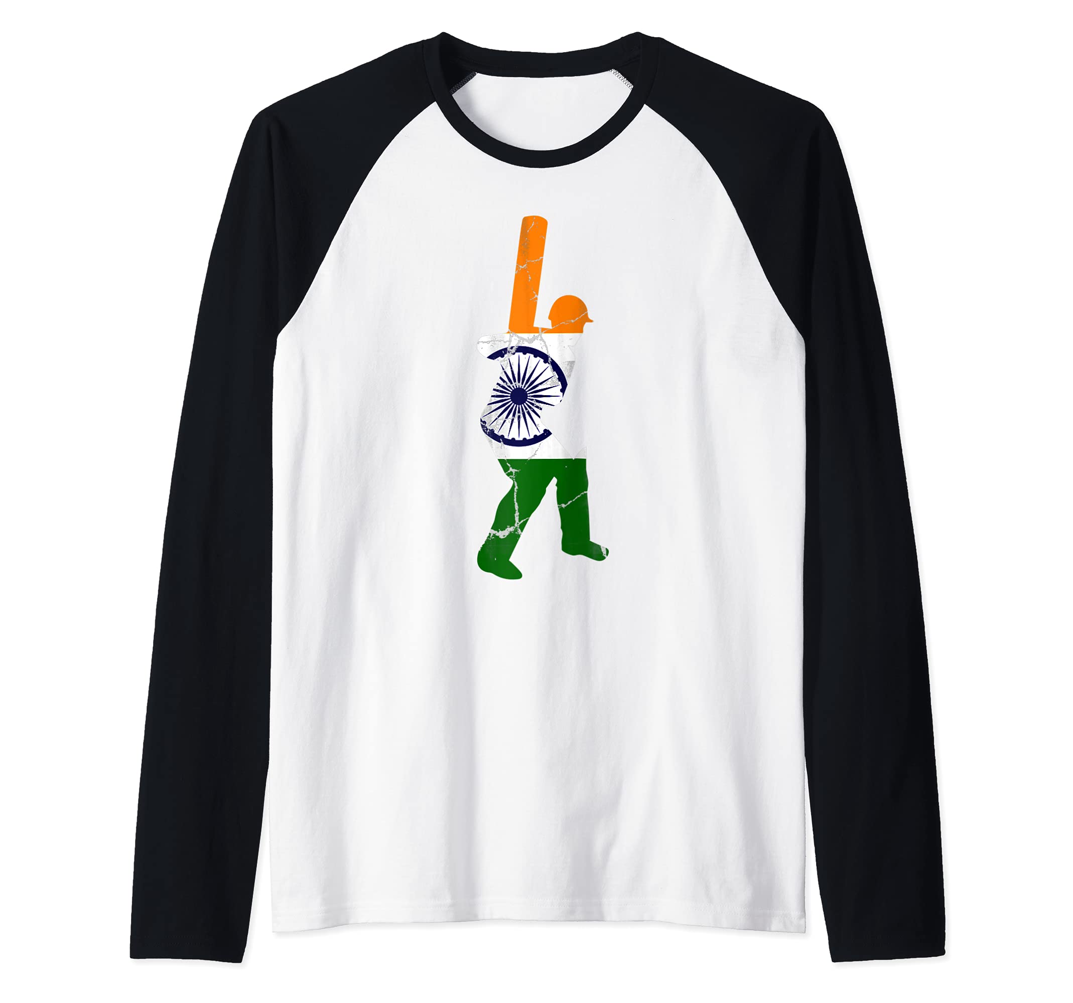 Indian Cricket Batsman Batting India International Fan Tee Raglan Baseball Tee