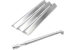 BTCDR Grill Replacement Parts for Napoleon LEX485/605/730 LE LD485 Series Grills S81001, 4 Pack Grill Burner and Heat Plates, Stainless Steel (Burner and Heat Plate-1)