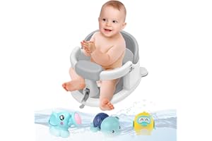 Inaya Baby Bath Seat for Babies 6 Months & Up, Non-Slip, Safe and Comfortable Bathub Chair for Sitting-Up, Ideal Open Design – Essential Bath Time Support (Grey)