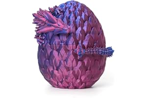 Flavery Dragon Egg - 12 inch Dragon in Egg, Easter Egg, 3D Printed Flexible Dragon Fidget Toy, Dragon Collection, Figure Decor(Purple)