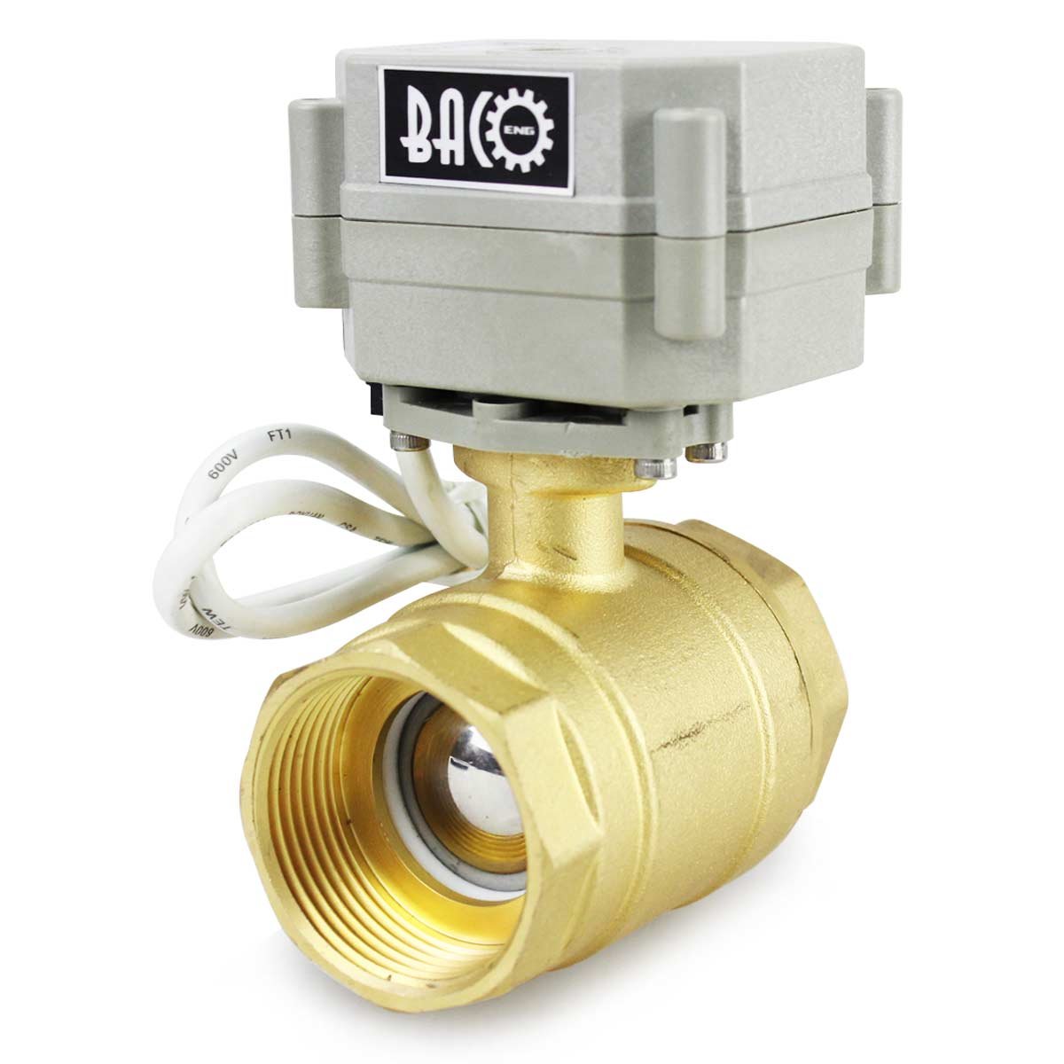 BACOENG 1 1/4" DN32 Brass BSP 2 Port Motorized Ball Valve (AC110-230V CR202 2 Wires Normally Closed Electric Ball Valve)