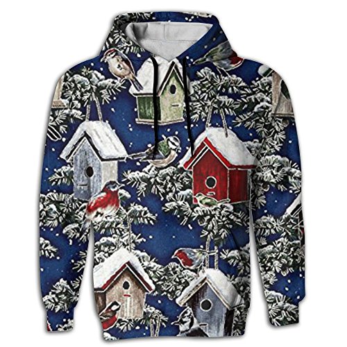 Hot Sale Christmas Metallic Birdhouses Men 3D Printed Hoodies Pullover Graphic Sweatshirts Pocket Hoody Comfortale Winter Hoodies