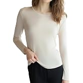 MOLISILK Women's Silk Thermal Underwear Tops Soft Undershirt | Winter Long Sleeve T-Shirt,Crewneck Long Johns,Knit Base Layer Fall Fit Blouse,Basic Warm Lightweight Undershirts,Casual Tee
