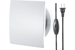 4inch Exhaust Fan, Window Wall Mount Vent Extractor Fan w/Button Switch, Cord for Kitchen Bathroom Workshop Garage - Slim Pan