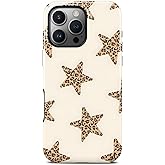 Stars Leopard Cheetah Print Phone Case for iPhone 16 Pro, Compatible with Magsafe, Trendy Cute Cool Brown Magnetic Slim Silicone Shockproof Protective Women Girl Cover Case