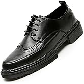 Men's Trendy Brogue Wingtip Dress Shoes Formal Business Casual Lace Up Punched Leather Oxford
