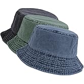 kozinu Washed Cotton Bucket Hats Packable Summer Outdoor Cap Travel Beach Sun Hat Plain Colors for Men Women