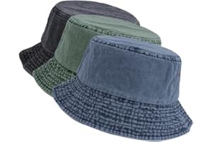 kozinu Washed Cotton Bucket Hats Packable Summer Outdoor Cap Travel Beach Sun Hat Plain Colors for Men Women