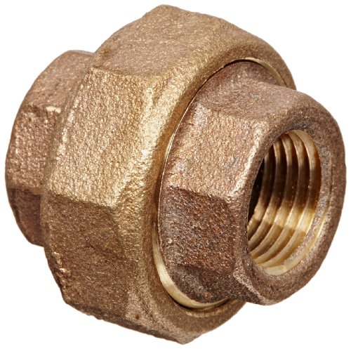 Anderson Metals 38104 Red Brass Pipe Fitting, Union, 1/2" Female Pipe