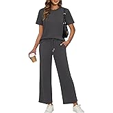 XIEERDUO Women's Side Slit Lounge Sets 2026 Fashion 2 Piece Travel Outfits Cozy Loungewear Wide Leg Tracksuits S-3XL